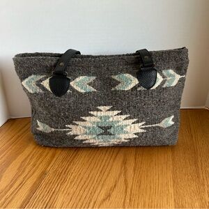 First Frost Wool Shoulder Bag by MZ Fair Trade 100% Wool Gray Blue Cream zipper‎